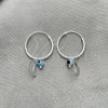 Argolla Pequeña 02.402.0006.15 Plata Rodinada, Diseño de Ojo Griego y Luna, con Cristal Aqua Azul, Pulido, Tono Plateado