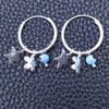 Argolla Pequeña 02.402.0011.15 Plata Rodinada, Diseño de Ojo Griego y Flor, con Cristal Aqua Azul, Pulido, Tono Plateado