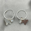 Argolla Pequeña 02.402.0015.15 Plata Rodinada, Diseño de Mariposa, con Zirconia Cubica Blanca, Pulido, Tono Plateado