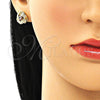 Arete Dormilona 02.213.0423 Oro Laminado, Diseño de Ojo Griego, Esmaltado Rojo, Tono Dorado