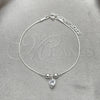 Pulsera Bolo Ajustable 03.402.0010.07 Plata Rodinada, Diseño de Corazón y Bola, con Zirconia Cubica Blanca, Pulido, Tono Plateado (Grosor 02 MM, 7 Pulgadas de Largo)