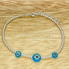Pulsera Bolo Ajustable 03.402.0016.07 Plata Rodinada, Diseño de Bola y Ojo Griego, con Cristal Topacio Azul, Pulido, Tono Plateado (Grosor 02 MM, 7 Pulgadas de Largo)