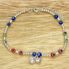 Pulsera Bolo Ajustable 03.402.0030.07 Plata Rodinada, Diseño de Bola y Ojo Griego, con Zirconia Cubica Blanca y Cristal Rojo Naranja, Pulido, Tono Plateado (Grosor 02 MM, 7 Pulgadas de Largo)