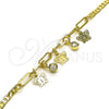 Pulsera de Dije 03.63.2250.08 Oro Laminado, Diseño de Mariposa y Paperclip, con Blanca Cristal, Pulido, Tono Dorado (03 MM Thickness, 8 Inches Length)