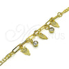 Pulsera de Dije 03.63.2251.08 Oro Laminado, Diseño de Búho y Paperclip, con Blanca Cristal, Pulido, Tono Dorado (03 MM Thickness, 8 Inches Length)