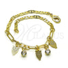 Pulsera de Dije 03.63.2251.08 Oro Laminado, Diseño de Búho y Paperclip, con Blanca Cristal, Pulido, Tono Dorado (03 MM Thickness, 8 Inches Length)