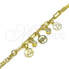 Pulsera de Dije 03.63.2254.08 Oro Laminado, Diseño de Elefante y Paperclip, con Blanca Cristal, Pulido, Tono Dorado (03 MM Thickness, 8 Inches Length)