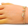 Pulsera de Dije 03.63.2255.08 Oro Laminado, Diseño de Mano de Dios y Paperclip, con Blanca Cristal, Pulido, Tono Dorado (03 MM Thickness, 8 Inches Length)