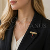 Broche Básico 13.185.0001 Oro Laminado, Diseño de Con Nombre, con Cristal Negro y Rojo Naranja, Pulido, Tono Dorado