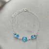 Pulsera Elegante 03.401.0007.07 Plata Rodinada, Diseño de Ojo Griego, con Cristal Topacio Azul, Pulido, Tono Plateado (Grosor 02 MM, 7 Pulgadas de Largo)