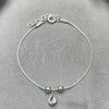 Pulsera Elegante 03.401.0011.07 Plata Rodinada, Diseño de Bola y Gota, con Zirconia Cubica Blanca, Pulido, Tono Plateado (Grosor 04 MM, 7 Pulgadas de Largo)