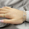Pulsera Elegante 03.401.0017.07 Plata Rodinada, Diseño de Bola, con Zirconia Cubica Blanca, Pulido, Tono Plateado (Grosor 02 MM, 7 Pulgadas de Largo)