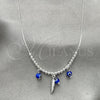 Gargantilla Elegante 04.401.0010.18 Plata Rodinada, Diseño de Ojo Griego y Snake, con Cristal Aqua Azul, Pulido, Tono Plateado (Grosor 02 MM, 18 Pulgadas de Largo)