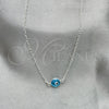 Gargantilla Elegante 04.401.0015.18 Plata Rodinada, Diseño de Ojo Griego y Rolo, con Cristal Turquoise, Pulido, Tono Plateado (Grosor 02 MM, 18 Pulgadas de Largo)
