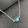 Gargantilla Elegante 04.401.0015.18 Plata Rodinada, Diseño de Ojo Griego y Rolo, con Cristal Turquoise, Pulido, Tono Plateado (Grosor 02 MM, 18 Pulgadas de Largo)