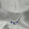Gargantilla Elegante 04.402.0002.18 Plata Rodinada, Diseño de Snake y Bola, con Cristal Topacio Azul, Pulido, Tono Plateado (Grosor 06 MM, 18 Pulgadas de Largo)