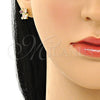Arete Dormilona 02.210.0767 Oro Laminado, Diseño de Osito, con Rose Water Opal and Rubi Zirconia Cubica, Pulido, Tono Dorado