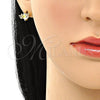 Arete Dormilona 02.210.0774 Oro Laminado, Diseño de Mariposa, con Aurore Boreale Zirconia Cubica, Pulido, Tono Dorado