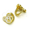 Argolla Huggie 02.210.0787.10 Oro Laminado, Diseño de Osito, Esmaltado Blanco, Tono Dorado