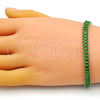 Pulsera Tennis 03.341.0188.07 Oro Laminado, Diseño de Baguette, con Verde Zirconia Cubica, Pulido, Tono Dorado (06 MM Thickness, 7 Inches Length)