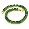 Pulsera Tennis 03.341.0188.07 Oro Laminado, Diseño de Baguette, con Verde Zirconia Cubica, Pulido, Tono Dorado (06 MM Thickness, 7 Inches Length)