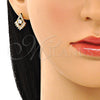 Arete Dormilona 02.283.0049 Oro Laminado, Diseño de Baguette, con Blanca Zirconia Cubica and Blanca Micro Pave, Pulido, Tono Dorado