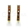 Argolla Huggie 02.210.0105.15.25 Oro Laminado, con Granate Zirconia Cubica, Pulido, Tono Dorado