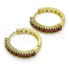 Argolla Huggie 02.210.0105.15.25 Oro Laminado, con Granate Zirconia Cubica, Pulido, Tono Dorado
