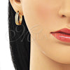 Argolla Huggie 02.195.0104.20 Oro Laminado, con Blanca Micro Pave, Pulido, Tono Dorado