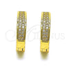 Argolla Huggie 02.195.0104.20 Oro Laminado, con Blanca Micro Pave, Pulido, Tono Dorado