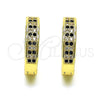Argolla Huggie 02.195.0104.3.20 Oro Laminado, con Negro and Blanca Micro Pave, Pulido, Tono Dorado