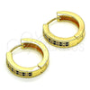 Argolla Huggie 02.195.0104.3.20 Oro Laminado, con Negro and Blanca Micro Pave, Pulido, Tono Dorado