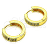 Argolla Huggie 02.195.0104.4.20 Oro Laminado, con Verde and Blanca Micro Pave, Pulido, Tono Dorado