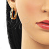 Argolla Huggie 02.195.0104.3.25 Oro Laminado, con Negro and Blanca Micro Pave, Pulido, Tono Dorado