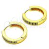 Argolla Huggie 02.195.0104.3.25 Oro Laminado, con Negro and Blanca Micro Pave, Pulido, Tono Dorado