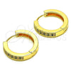 Argolla Huggie 02.195.0104.4.25 Oro Laminado, con Verde and Blanca Micro Pave, Pulido, Tono Dorado