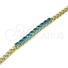 Pulsera Elegante 03.213.0173.08 Oro Laminado, Diseño de Bismarco, con Turquoise Zirconia Cubica, Pulido, Tono Dorado (04 MM Thickness, 8 Inches Length)