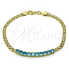 Pulsera Elegante 03.213.0173.08 Oro Laminado, Diseño de Bismarco, con Turquoise Zirconia Cubica, Pulido, Tono Dorado (04 MM Thickness, 8 Inches Length)