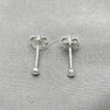Arete Dormilona 02.401.0055.02 Plata Rodinada, Diseño de Bola, con Zirconia Cubica Blanca, Pulido, Tono Plateado