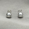 Arete Dormilona 02.401.0055.07 Plata Rodinada, Diseño de Bola, Pulido, Tono Plateado