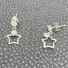 Arete Largo 02.401.0059 Plata Rodinada, Diseño de Estrella, con Zirconia Cubica Blanca, Pulido, Tono Plateado