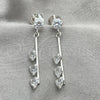 Arete Largo 02.401.0068 Plata Rodinada, con Zirconia Cubica Blanca, Pulido, Tono Plateado