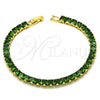 Pulsera Tennis 03.284.0020.07 Oro Laminado, con Verde Zirconia Cubica, Pulido, Tono Dorado (05 MM Thickness, 7 Inches Length)