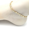 Tobillera Elegante 03.63.2276.10 Oro Laminado, Diseño de Delfín y Mariner, Pulido, Tono Dorado (06 MM Thickness, 10 Inches Length)