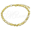Tobillera Elegante 03.63.2276.10 Oro Laminado, Diseño de Delfín y Mariner, Pulido, Tono Dorado (06 MM Thickness, 10 Inches Length)