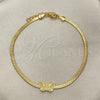 Pulsera Básica 03.02.0098.07 Oro Laminado, Diseño de Herringbone y Mariposa, Pulido, Tono Dorado (02 MM Thickness, 7 Inches Length)