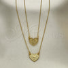 Collares con Dije 04.02.0015 Oro Laminado, Diseño de Corazón y Espíritu Santo, Pulido, Tono Dorado (01 MM Thickness, 16 Inches Length)
