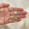 Collares con Dije 04.02.0018 Oro Laminado, Diseño de Espíritu Santo, Pulido, Tono Dorado (01 MM Thickness, 16 Inches Length)