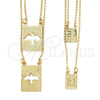 Collares con Dije 04.02.0018 Oro Laminado, Diseño de Espíritu Santo, Pulido, Tono Dorado (01 MM Thickness, 16 Inches Length)