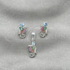 Juego de Arete y Dije de Adulto 10.399.0010 Plata Rodinada, Diseño de Caballo de Mar, con Madre Perla Multicolor, Pulido, Tono Plateado